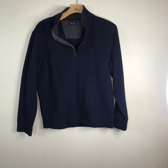 Nautica navy blue quarter-zip ribbed sweatshirt - Picture 6 of 10